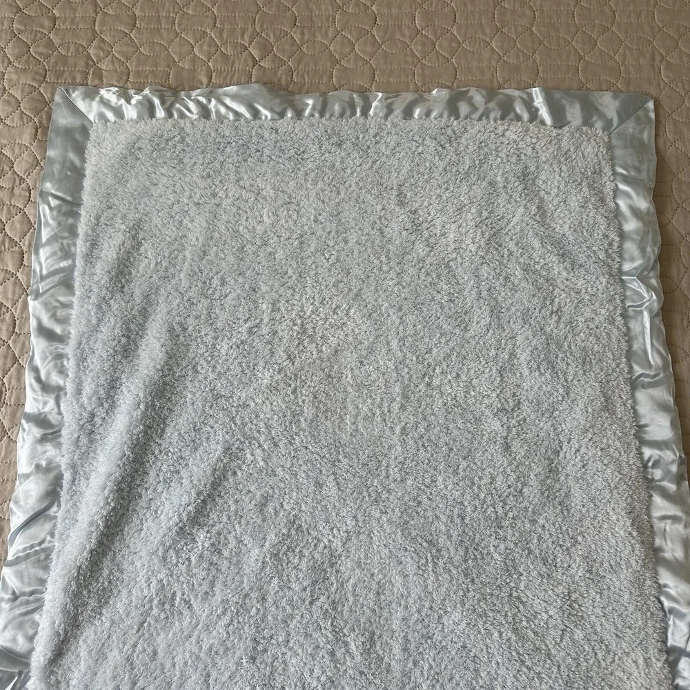 Little Giraffe Luxe Satin Trimmed Chenille Soft Faux Fur Baby Blanket Blue USA